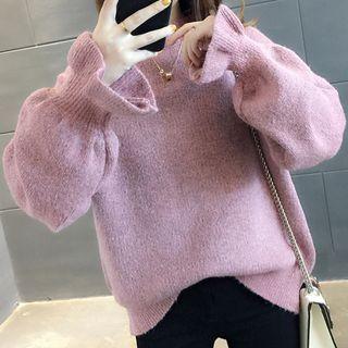 Bell-sleeve Mock Turtleneck Sweater