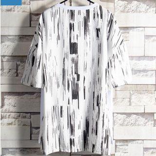 Splash Print Elbow-sleeve T-shirt