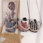 Studded Pvc Bucket Bag With Pattern Pouch
