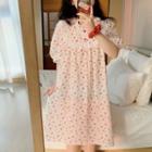 Puff-sleeve Ruffled Print Sleep Dress