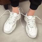 Faux Leather Mesh Panel Chunky Sneakers