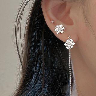 Asymmetrical Snowflake Earring 1 Pair - Silver - One Size