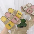 Pineapple Embroidered Slide Sandals