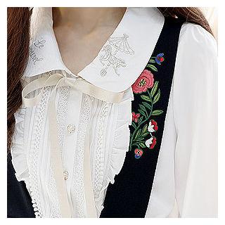 Floral Embroidered Suspender Dress