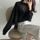 Sheer Panel Sweater Black - One Size