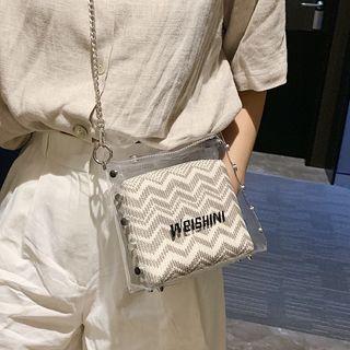 Set: Transparent  Crossbody Bag + Woven Pouch