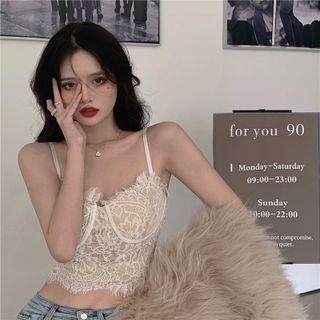 Two Tone Lace Cropped Tank Top