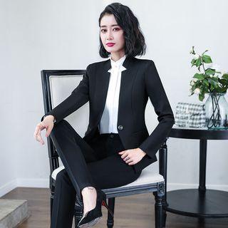 One-button Blazer / Pencil Skirt / Straight-cut Pants / Blouse / Set