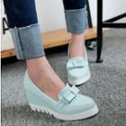 Bow Platform Wedge Loafers