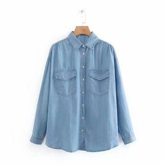 Double-pocket Long-sleeve Demin Shirt