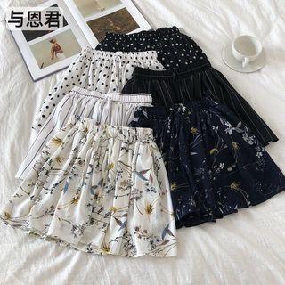 Pattern A-line Chiffon Skort