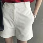 Zipped Cotton Shorts Ivory - S