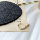 Rhinestone Hoop Earring 1 Pc - Gold - One Size
