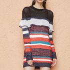 Ruffle-trim Striped Mini Sweater Dress