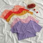 Short-sleeve Ruffle-detail Knit Top