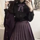 Plaid Pleated Skirt / Bow Tie