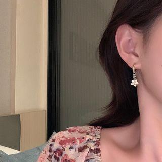 Flower Drop Earring 1 Pair - Drop Earring - Flower - Gold - One Size