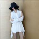 Cutout Long-sleeve Shirtdress