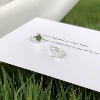 Star Hoop Earring 1 Pair - Silver - One Size