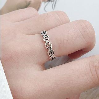 925 Sterling Silver Coin Open Ring Silver - One Size