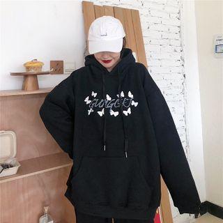 Butterfly Embroidered Hooded Sweatshirt