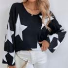 Star Print Long-sleeve Knit Sweater