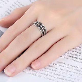 925 Sterling Silver Retro Layered Open Ring Silver - One Size