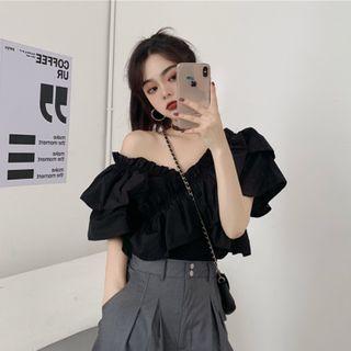 Short-sleeve Ruffle Blouse / Harem Pants