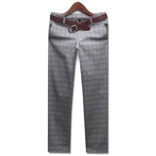 Plain Glen-check Dress Pants