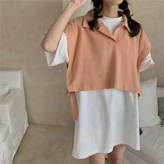 Elbow-sleeve T-shirt Dress / Vest