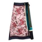 Flower Print Wrap Midi A-line Skirt