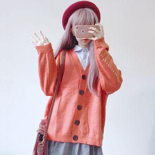 V-neck Cardigan / Plaid Shirt