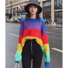 Rainbow-striped Knit Top Blue - One Size