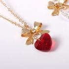 Bow Heart Gemstone Necklace