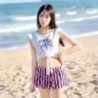 Couple Matching Printed Swim Shorts / Set: Printed Bikini + T-shirt