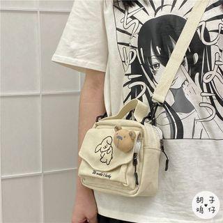 Set: Print Canvas Crossbody Bag + Accessory