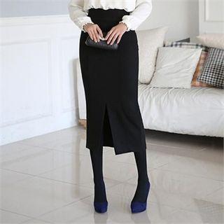 Slit-hem Long Pencil Skirt