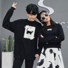 Couple Matching Pullover/ Set: Pullover + Cat Print Midi Skirt