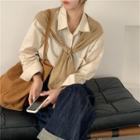 Shawl Collar Long-sleeve Plain Shirt