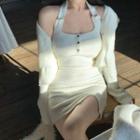 Halter Mini Sheath Tank Dress / Cardigan