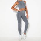 Set: Plain Sleeveless Sports Top + Yoga Pants