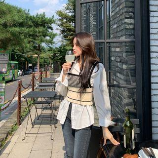 Sleeveless Two-tone Knit Crop Top
