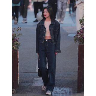 Cropped Denim Jacket / Baggy Jeans