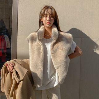 High-neck Eco-fur Vest