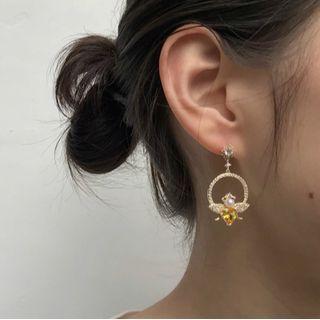 Rhinestone Bee Dangle Earring 1 Pair - Silver - One Size