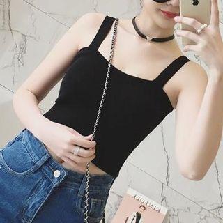 Wide-strap Knit Crop Top