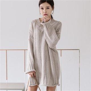 V-neck Cable-knit Minidress