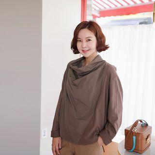 Cowl-neck Drawcord-hem Top