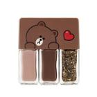 Missha - Self Nail Salon Nail Kit #01 Brown (line Friends Edition) 4ml X 3pcs
