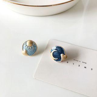 Moon & Sun Asymmetrical Glaze Earring